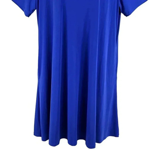 Susan Graver Womens 3X Midi Blue Liquid Knit Jersey Shift Dress Vacation Hiking - Picture 3 of 15